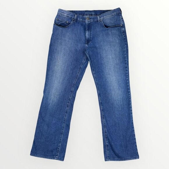 MOTT & BOW Mens Straight Leg Stretch Denim Jeans Medium Wash Blue 38" - Picture 1 of 9